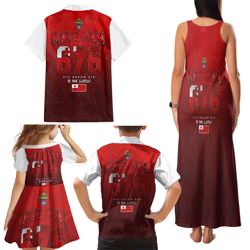 Mate Ma'a Tonga Rugby Family Matching Tank Maxi Dress and Hawaiian Shirt Six Seven Six to The World LT03 - Polynesian Pride