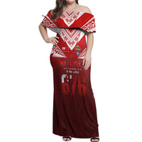 Mate Ma'a Tonga Rugby Off Shoulder Maxi Dress Six Seven Six to The World