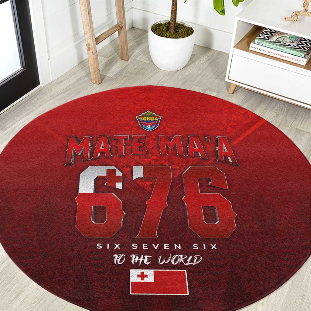 Mate Ma'a Tonga Rugby Round Carpet Six Seven Six to The World LT03 Red - Polynesian Pride