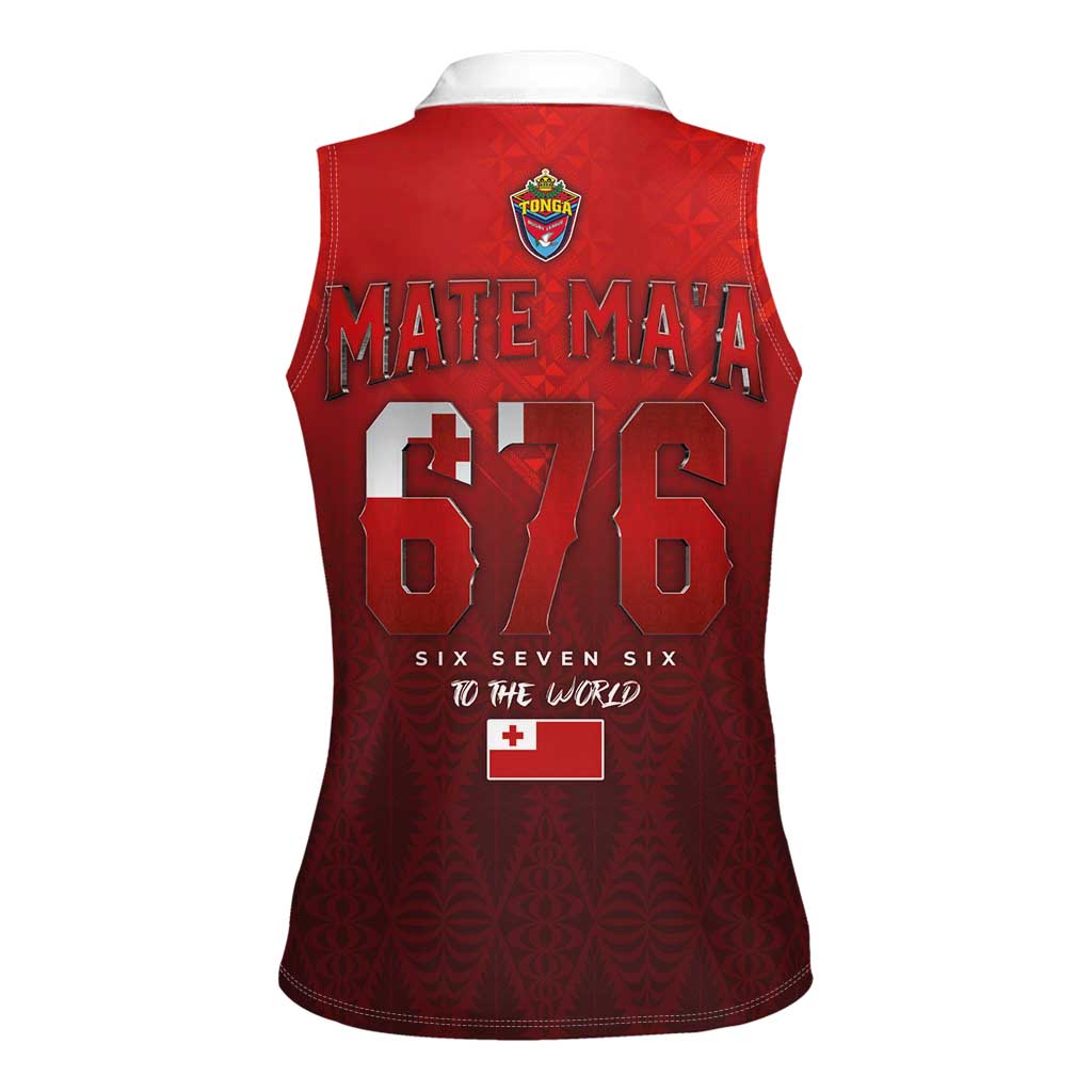 Mate Ma'a Tonga Rugby Women Sleeveless Polo Shirt Six Seven Six to The World LT03 - Polynesian Pride
