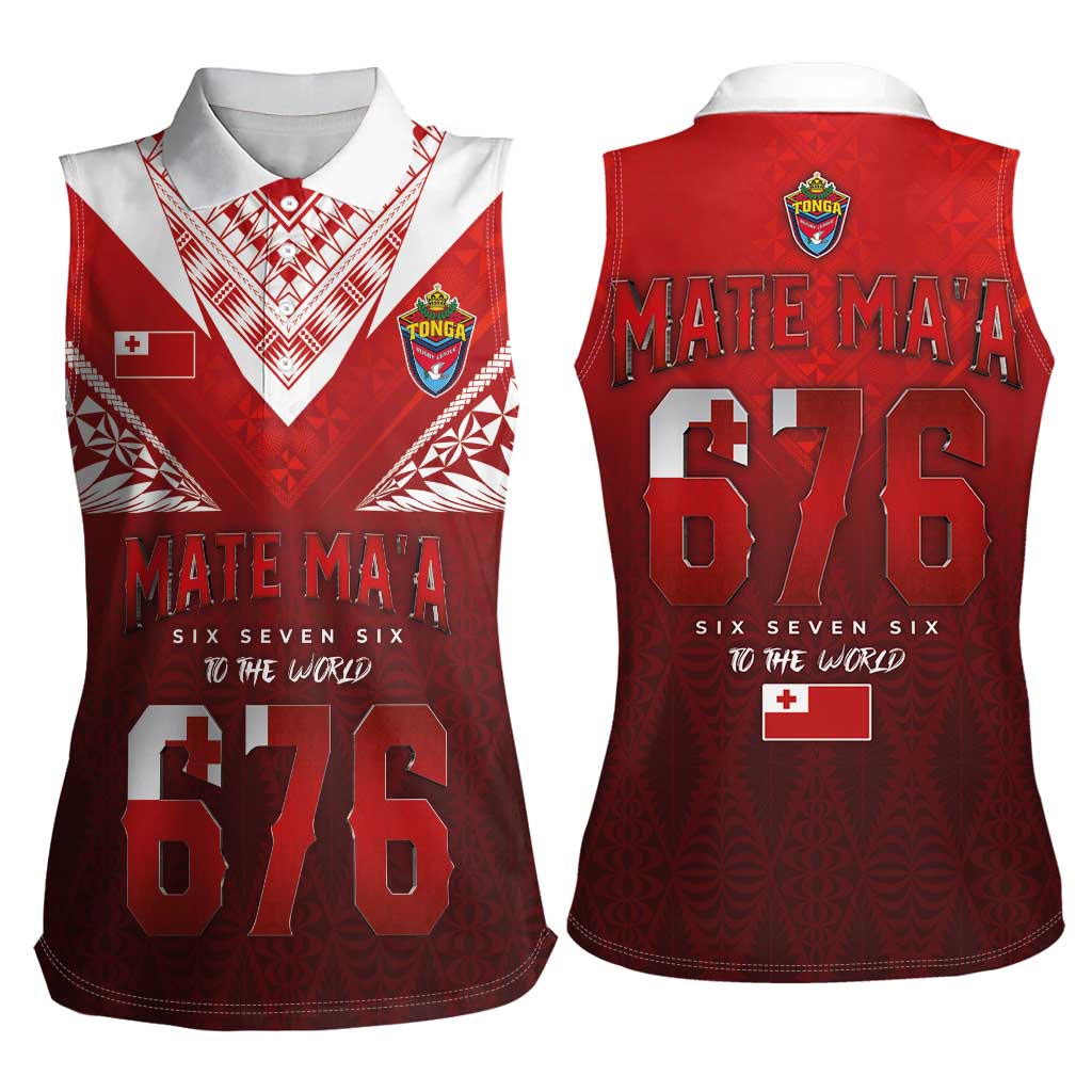Mate Ma'a Tonga Rugby Women Sleeveless Polo Shirt Six Seven Six to The World LT03 - Polynesian Pride