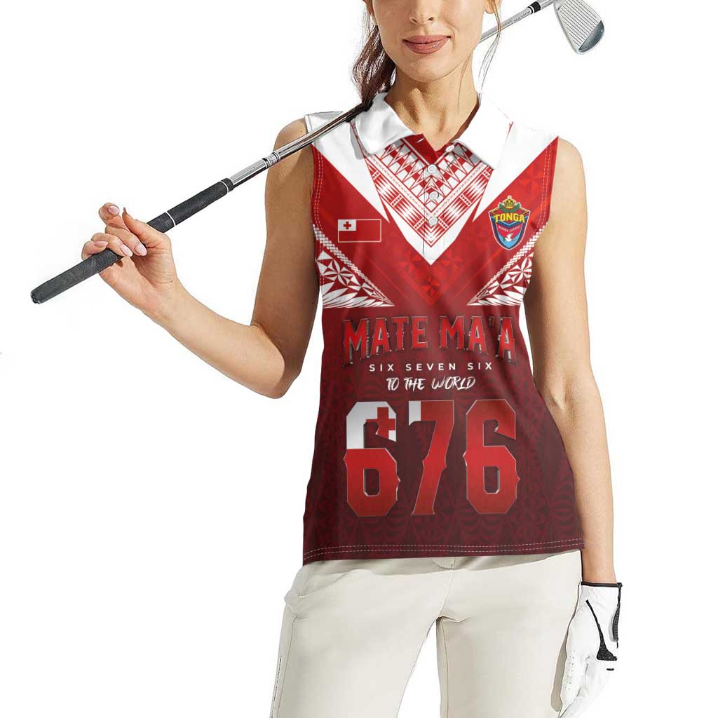 Mate Ma'a Tonga Rugby Women Sleeveless Polo Shirt Six Seven Six to The World LT03 - Polynesian Pride