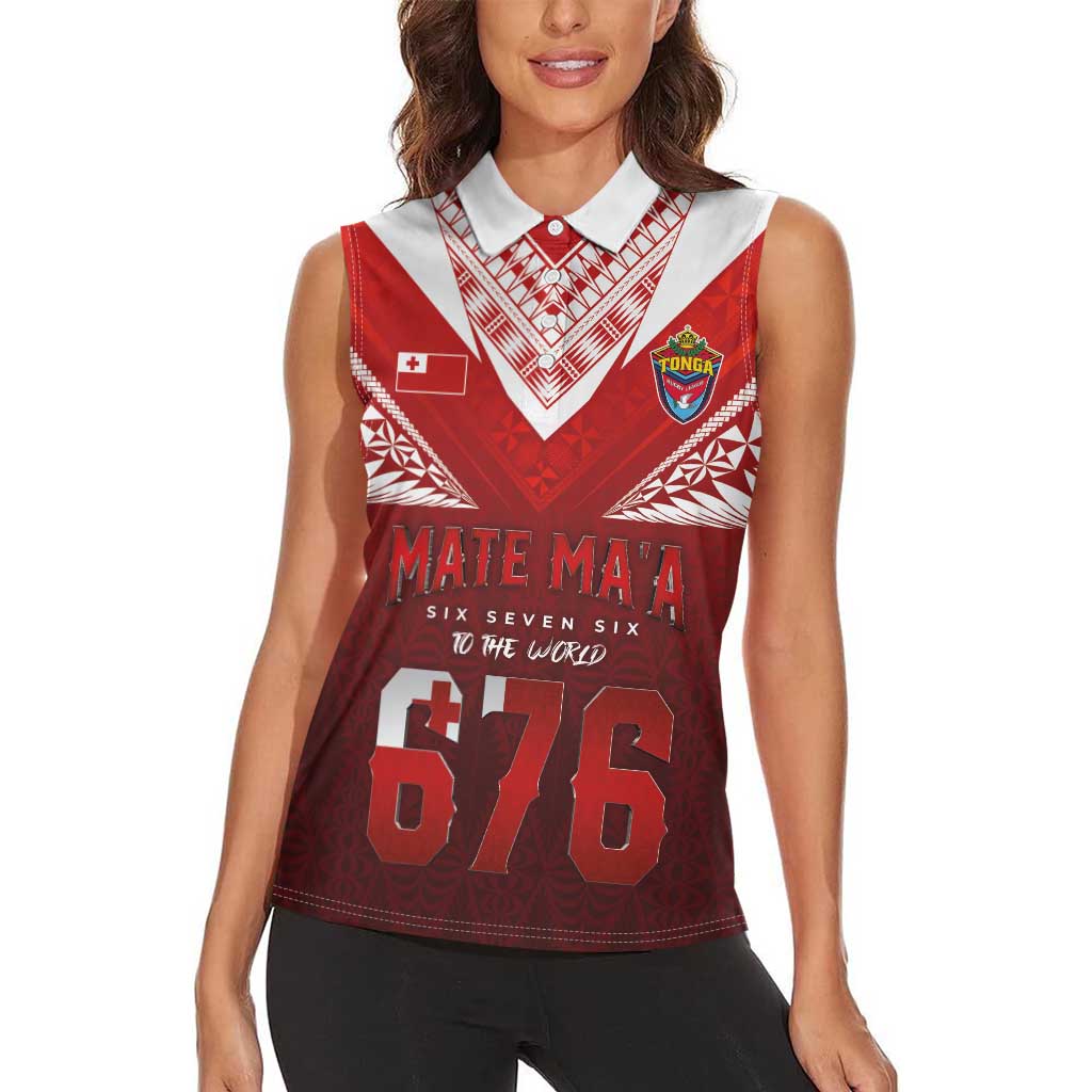 Mate Ma'a Tonga Rugby Women Sleeveless Polo Shirt Six Seven Six to The World LT03 - Polynesian Pride