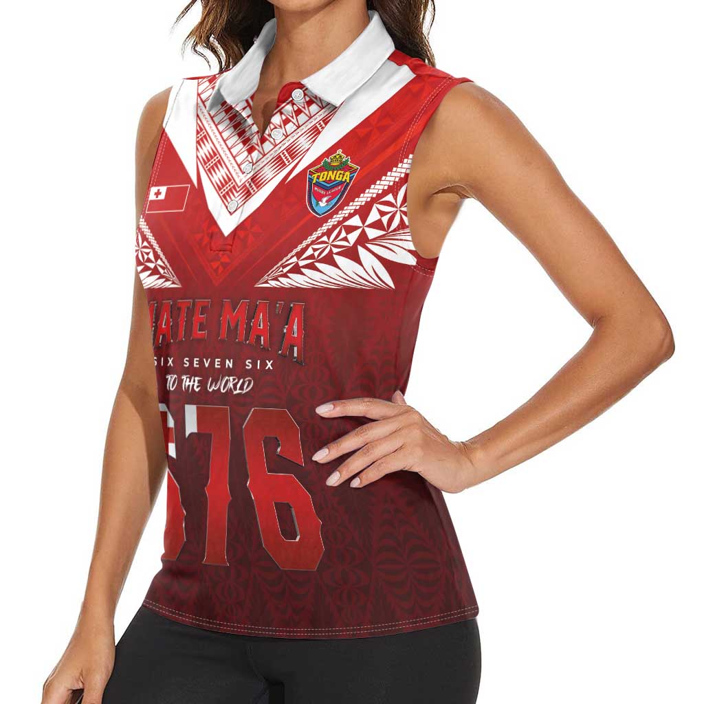Mate Ma'a Tonga Rugby Women Sleeveless Polo Shirt Six Seven Six to The World LT03 - Polynesian Pride