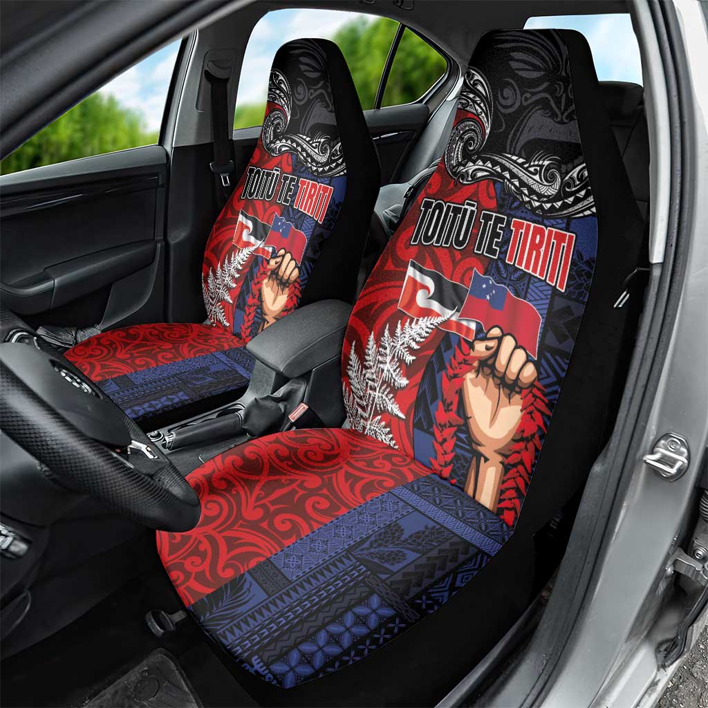 Aotearoa and Samoa Toitu Te Tiriti Car Seat Cover Honour the Treaty - Te Tiriti Is Us LT03 - Polynesian Pride