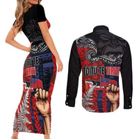 Aotearoa and Samoa Toitu Te Tiriti Couples Matching Short Sleeve Bodycon Dress and Long Sleeve Button Shirt Honour the Treaty - Te Tiriti Is Us LT03 - Polynesian Pride