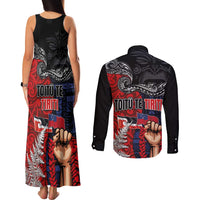 Aotearoa and Samoa Toitu Te Tiriti Couples Matching Tank Maxi Dress and Long Sleeve Button Shirt Honour the Treaty - Te Tiriti Is Us LT03 - Polynesian Pride