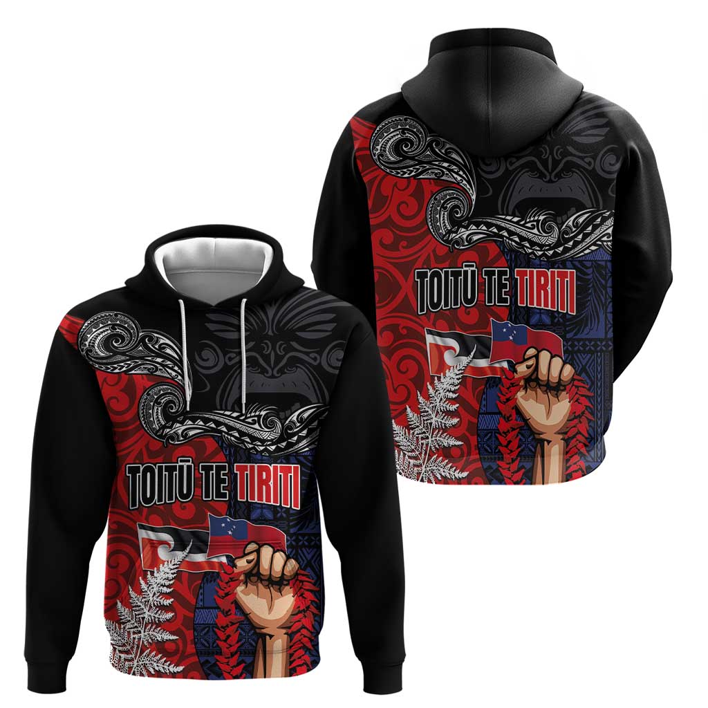 Aotearoa and Samoa Toitu Te Tiriti Hoodie Honour the Treaty - Te Tiriti Is Us LT03 - Polynesian Pride