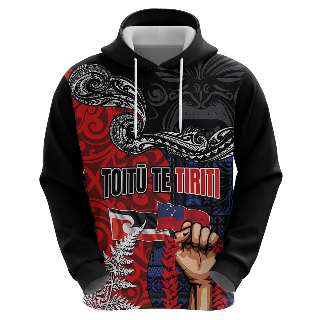 Aotearoa and Samoa Toitu Te Tiriti Hoodie Honour the Treaty - Te Tiriti Is Us LT03 - Polynesian Pride