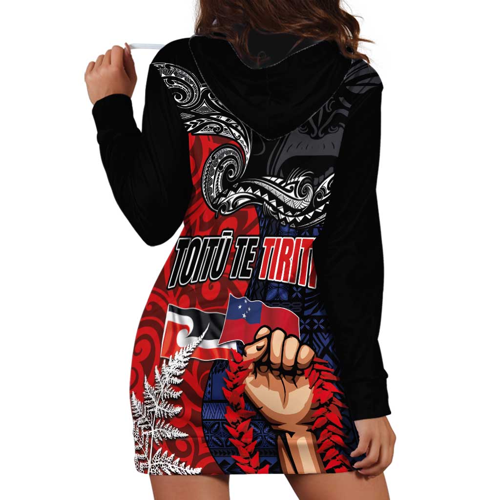 Aotearoa and Samoa Toitu Te Tiriti Hoodie Dress Honour the Treaty - Te Tiriti Is Us LT03 - Polynesian Pride