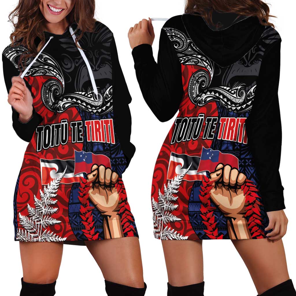 Aotearoa and Samoa Toitu Te Tiriti Hoodie Dress Honour the Treaty - Te Tiriti Is Us LT03 - Polynesian Pride