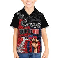 Aotearoa and Samoa Toitu Te Tiriti Kid Hawaiian Shirt Honour the Treaty - Te Tiriti Is Us LT03 Kid Black - Polynesian Pride