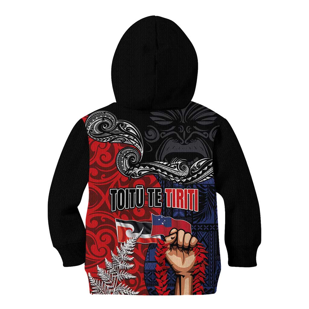 Aotearoa and Samoa Toitu Te Tiriti Kid Hoodie Honour the Treaty - Te Tiriti Is Us LT03 - Polynesian Pride