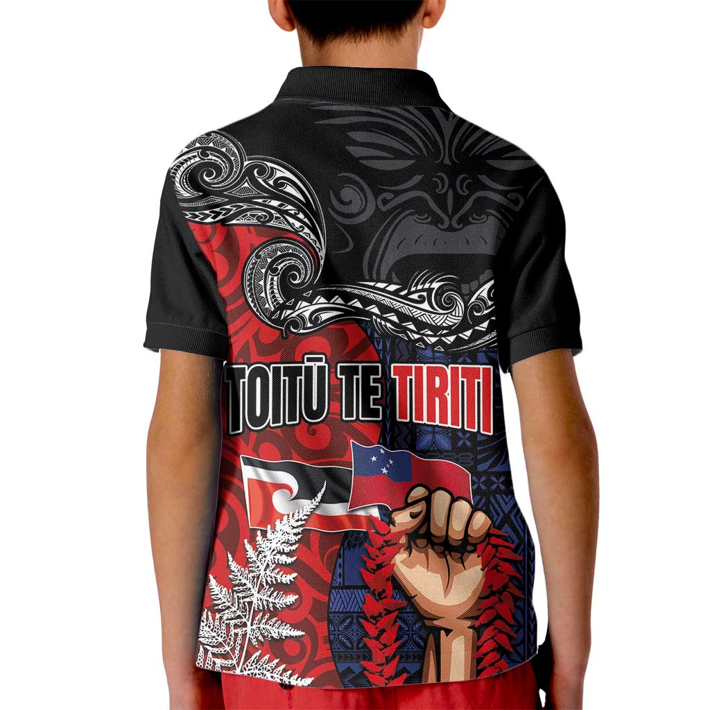Aotearoa and Samoa Toitu Te Tiriti Kid Polo Shirt Honour the Treaty - Te Tiriti Is Us LT03 - Polynesian Pride