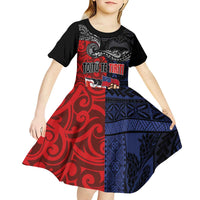 Aotearoa and Samoa Toitu Te Tiriti Kid Short Sleeve Dress Honour the Treaty - Te Tiriti Is Us LT03 - Polynesian Pride