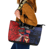 Aotearoa and Samoa Toitu Te Tiriti Leather Tote Bag Honour the Treaty - Te Tiriti Is Us LT03 Black - Polynesian Pride