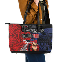 Aotearoa and Samoa Toitu Te Tiriti Leather Tote Bag Honour the Treaty - Te Tiriti Is Us LT03 - Polynesian Pride
