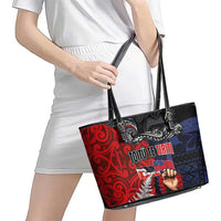 Aotearoa and Samoa Toitu Te Tiriti Leather Tote Bag Honour the Treaty - Te Tiriti Is Us LT03 - Polynesian Pride