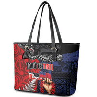 Aotearoa and Samoa Toitu Te Tiriti Leather Tote Bag Honour the Treaty - Te Tiriti Is Us LT03 - Polynesian Pride