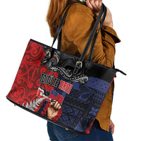 Aotearoa and Samoa Toitu Te Tiriti Leather Tote Bag Honour the Treaty - Te Tiriti Is Us LT03 - Polynesian Pride