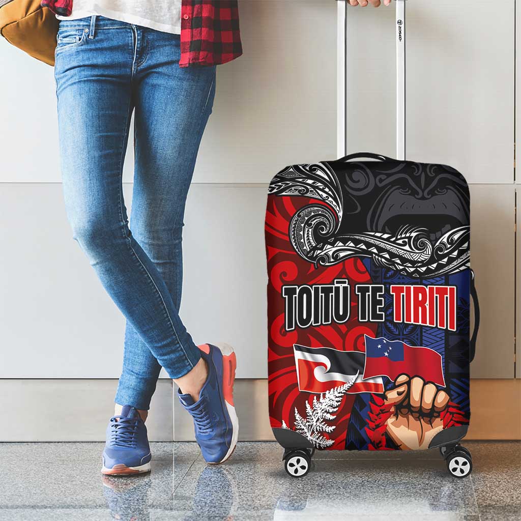 Aotearoa and Samoa Toitu Te Tiriti Luggage Cover Honour the Treaty - Te Tiriti Is Us LT03 - Polynesian Pride