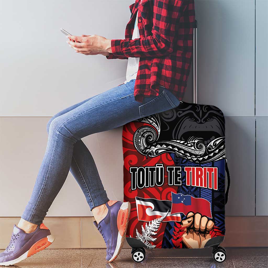 Aotearoa and Samoa Toitu Te Tiriti Luggage Cover Honour the Treaty - Te Tiriti Is Us LT03 - Polynesian Pride