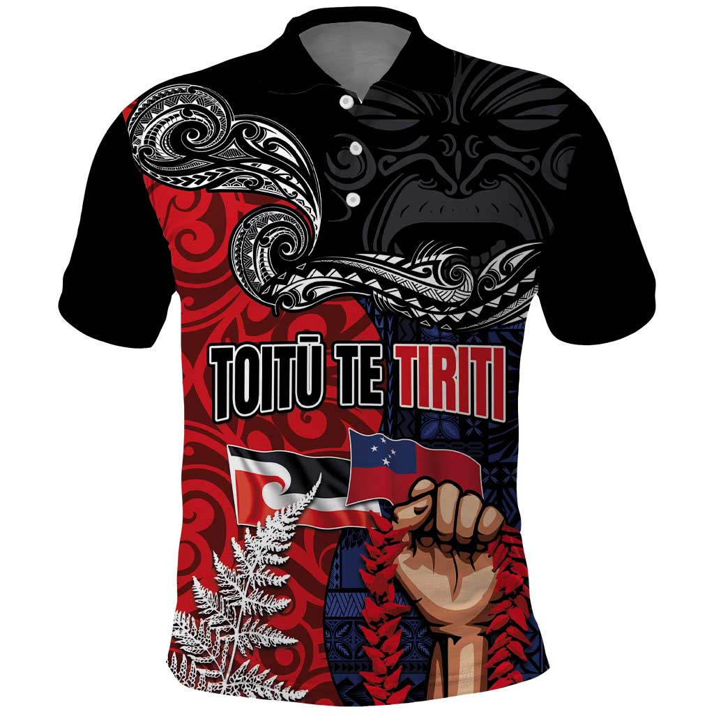 Aotearoa and Samoa Toitu Te Tiriti Polo Shirt Honour the Treaty - Te Tiriti Is Us LT03 Black - Polynesian Pride