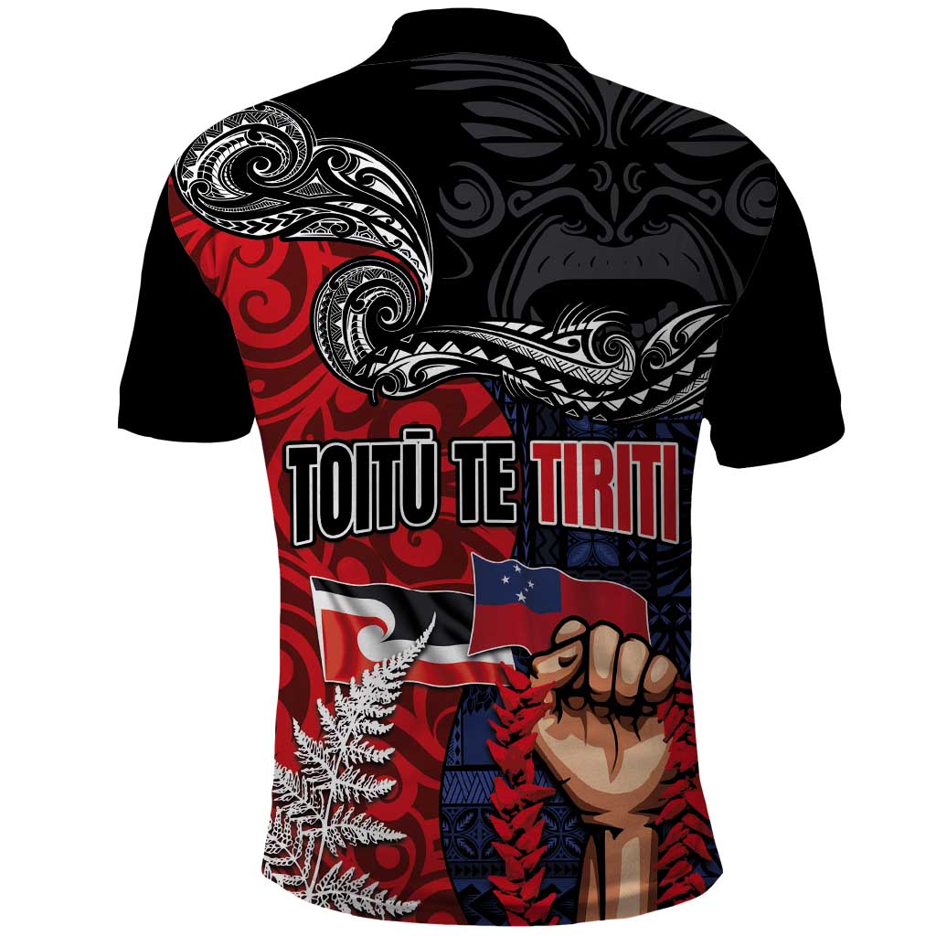 Aotearoa and Samoa Toitu Te Tiriti Polo Shirt Honour the Treaty - Te Tiriti Is Us LT03 - Polynesian Pride