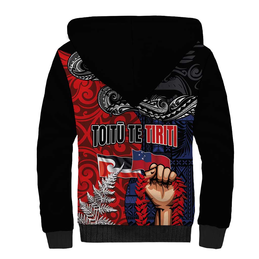 Aotearoa and Samoa Toitu Te Tiriti Sherpa Hoodie Honour the Treaty - Te Tiriti Is Us LT03 - Polynesian Pride