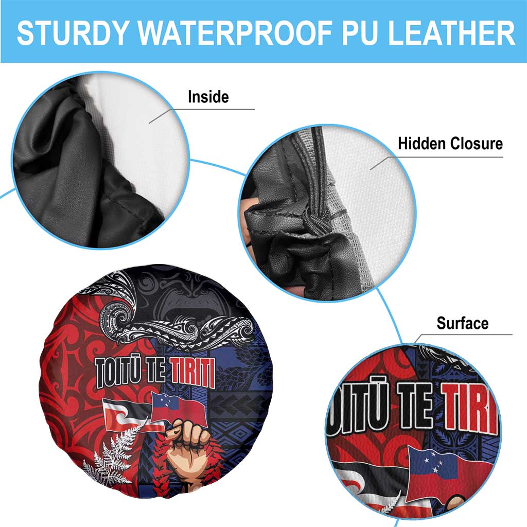 Aotearoa and Samoa Toitu Te Tiriti Spare Tire Cover Honour the Treaty - Te Tiriti Is Us LT03 - Polynesian Pride