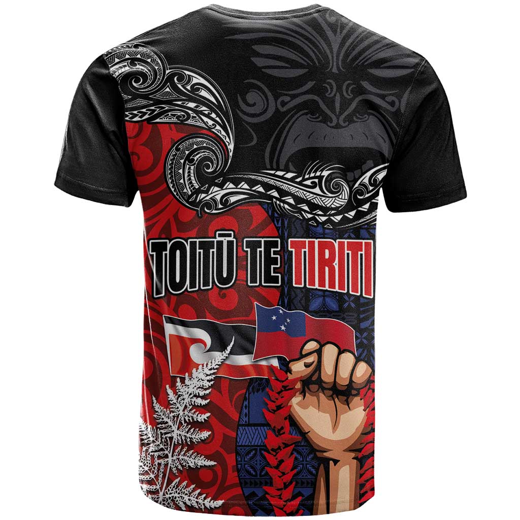Aotearoa and Samoa Toitu Te Tiriti T Shirt Honour the Treaty - Te Tiriti Is Us LT03 - Polynesian Pride