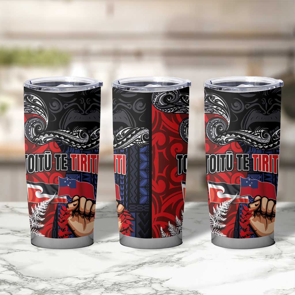 Aotearoa and Samoa Toitu Te Tiriti Tumbler Cup Honour the Treaty - Te Tiriti Is Us LT03 - Polynesian Pride