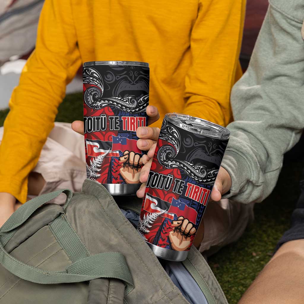 Aotearoa and Samoa Toitu Te Tiriti Tumbler Cup Honour the Treaty - Te Tiriti Is Us LT03 - Polynesian Pride