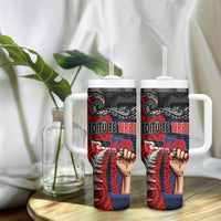 Aotearoa and Samoa Toitu Te Tiriti Tumbler With Handle Honour the Treaty - Te Tiriti Is Us LT03 - Polynesian Pride