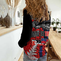 Aotearoa and Samoa Toitu Te Tiriti Women Casual Shirt Honour the Treaty - Te Tiriti Is Us LT03 - Polynesian Pride