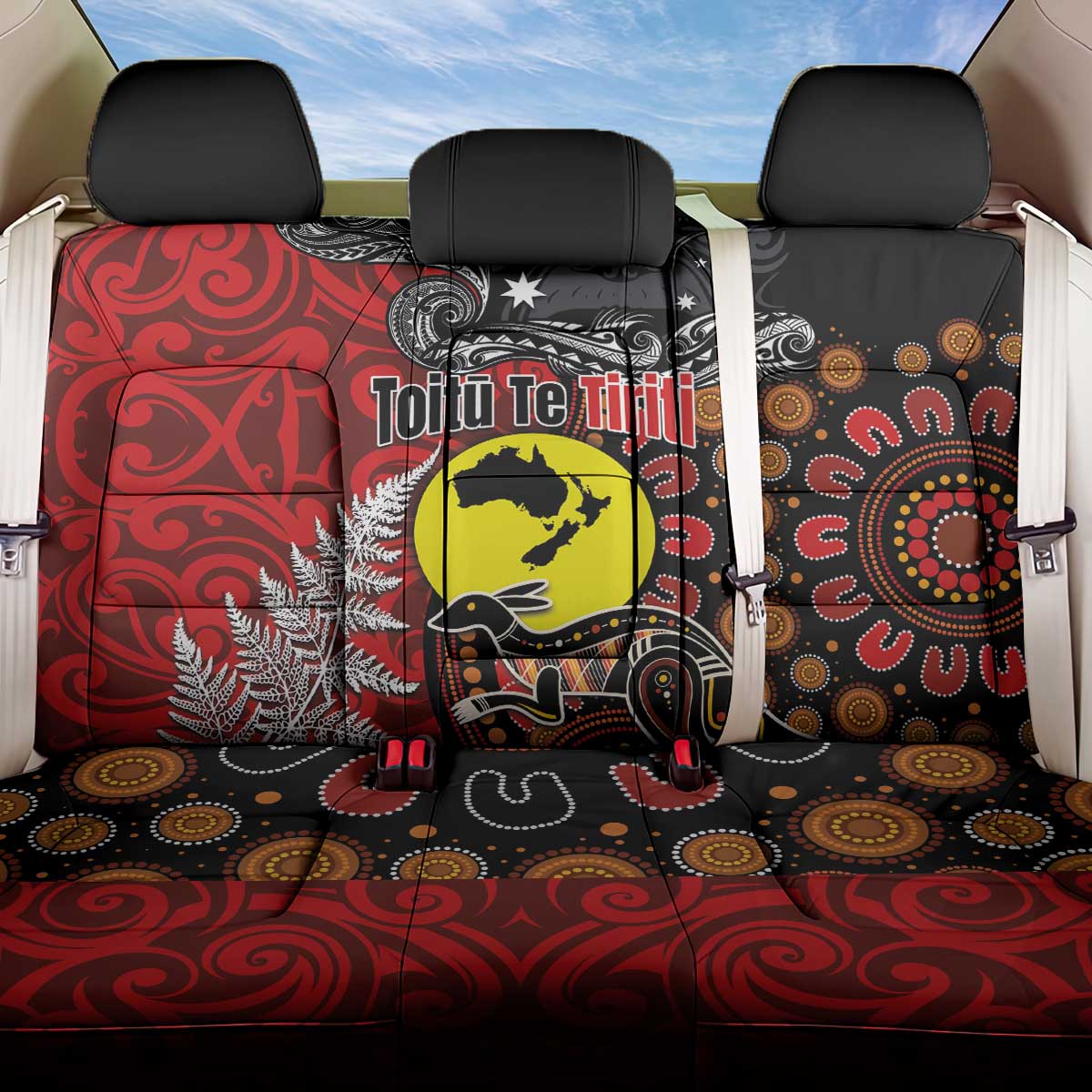 Aotearoa and Australia Toitu Te Tiriti Back Car Seat Cover Honour the Treaty - Te Tiriti Is Us LT03 One Size Black - Polynesian Pride