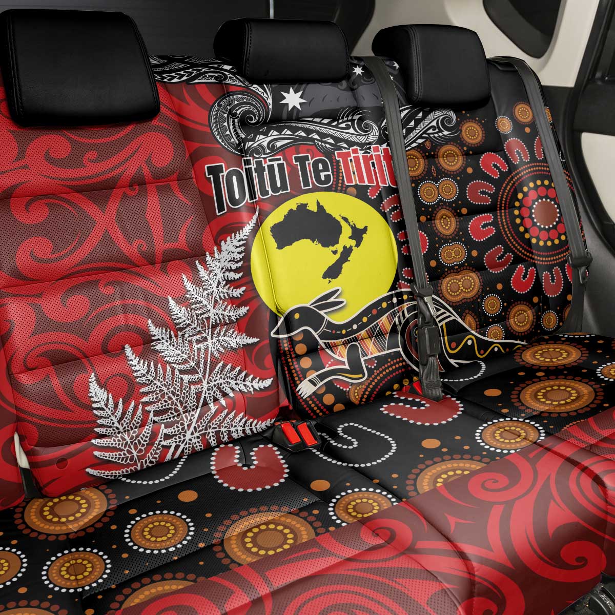 Aotearoa and Australia Toitu Te Tiriti Back Car Seat Cover Honour the Treaty - Te Tiriti Is Us LT03 - Polynesian Pride