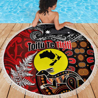 Aotearoa and Australia Toitu Te Tiriti Beach Blanket Honour the Treaty - Te Tiriti Is Us LT03 - Polynesian Pride