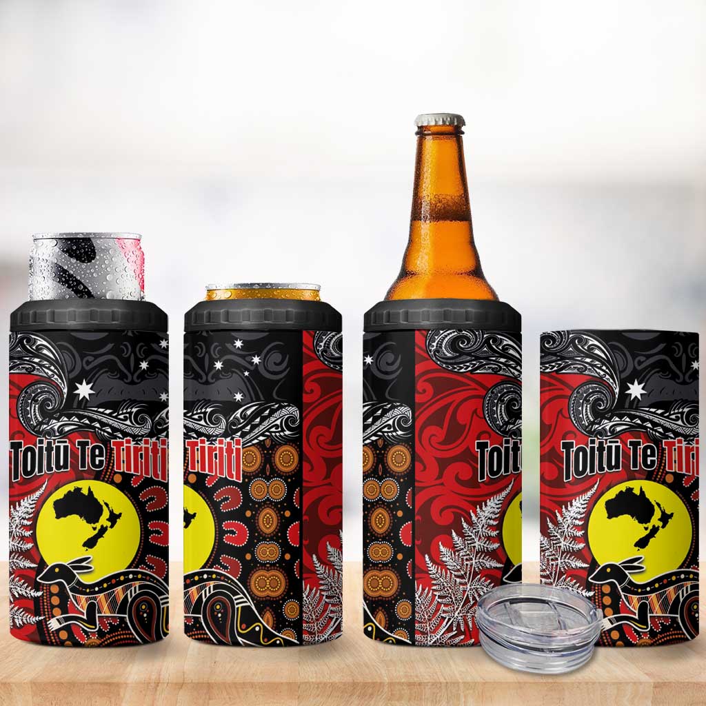Aotearoa and Australia Toitu Te Tiriti 4 in 1 Can Cooler Tumbler Honour the Treaty - Te Tiriti Is Us LT03 - Polynesian Pride