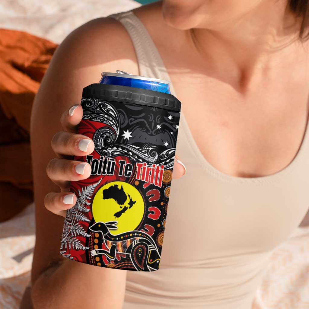 Aotearoa and Australia Toitu Te Tiriti 4 in 1 Can Cooler Tumbler Honour the Treaty - Te Tiriti Is Us LT03 - Polynesian Pride
