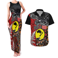 Aotearoa and Australia Toitu Te Tiriti Couples Matching Tank Maxi Dress and Hawaiian Shirt Honour the Treaty - Te Tiriti Is Us LT03 Black - Polynesian Pride