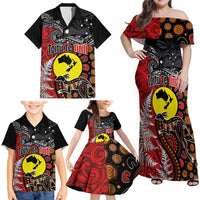 Aotearoa and Australia Toitu Te Tiriti Family Matching Off Shoulder Maxi Dress and Hawaiian Shirt Honour the Treaty - Te Tiriti Is Us LT03 - Polynesian Pride