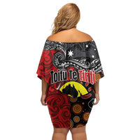 Aotearoa and Australia Toitu Te Tiriti Family Matching Off Shoulder Short Dress and Hawaiian Shirt Honour the Treaty - Te Tiriti Is Us LT03 - Polynesian Pride