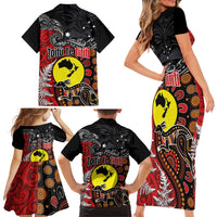 Aotearoa and Australia Toitu Te Tiriti Family Matching Short Sleeve Bodycon Dress and Hawaiian Shirt Honour the Treaty - Te Tiriti Is Us LT03 - Polynesian Pride