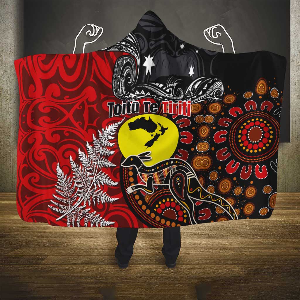 Aotearoa and Australia Toitu Te Tiriti Hooded Blanket Honour the Treaty - Te Tiriti Is Us LT03 - Polynesian Pride