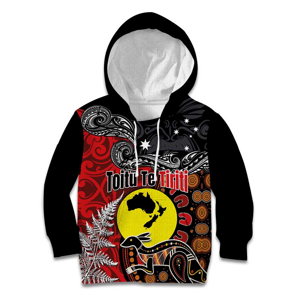 Aotearoa and Australia Toitu Te Tiriti Kid Hoodie Honour the Treaty - Te Tiriti Is Us LT03 Hoodie Black - Polynesian Pride