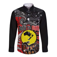 Aotearoa and Australia Toitu Te Tiriti Long Sleeve Button Shirt Honour the Treaty - Te Tiriti Is Us LT03 Unisex Black - Polynesian Pride