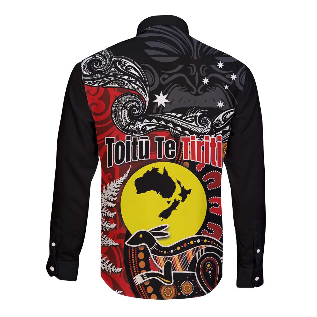Aotearoa and Australia Toitu Te Tiriti Long Sleeve Button Shirt Honour the Treaty - Te Tiriti Is Us LT03 - Polynesian Pride