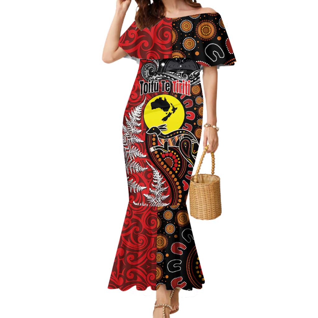Aotearoa and Australia Toitu Te Tiriti Mermaid Dress Honour the Treaty - Te Tiriti Is Us LT03 Women Black - Polynesian Pride