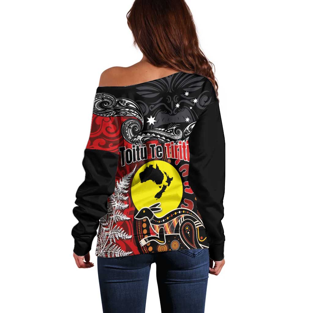 Aotearoa and Australia Toitu Te Tiriti Off Shoulder Sweater Honour the Treaty - Te Tiriti Is Us LT03 - Polynesian Pride
